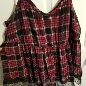 Torrid Plaid and Lace Babydoll Cami